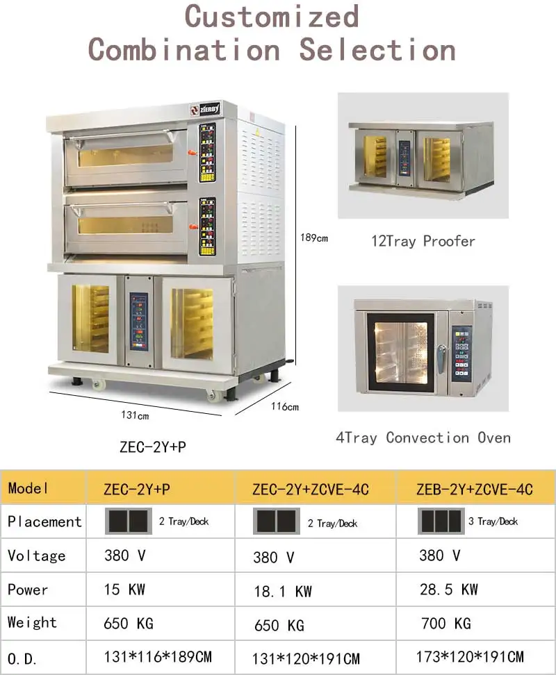 
2 deck 4 tray standard electric and 12 tray proofer bakery machine proofer deck combination oven 