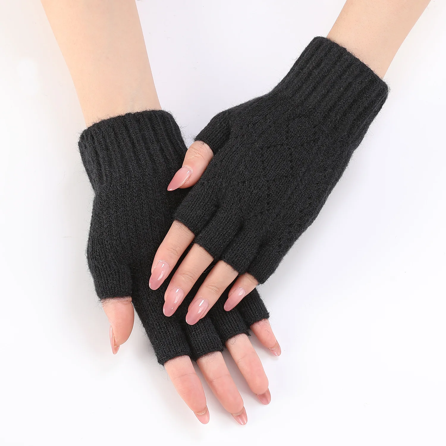 HZS-25005 Winter Warm Knitted Gloves Lady Thick Woolen Ski Mittens