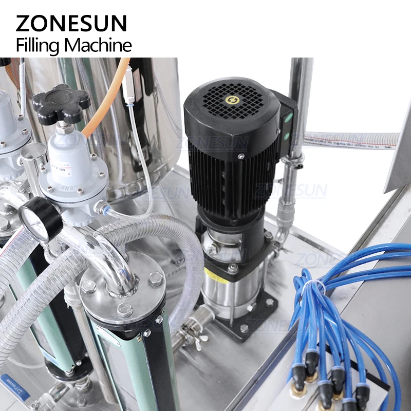 ZONESUN ZS-CF4 Semi-automatic 4 Heads Carbonated Drinks Sparkling Wine Beer Soda Water Liquid Isobar Filling Machine With Mixer