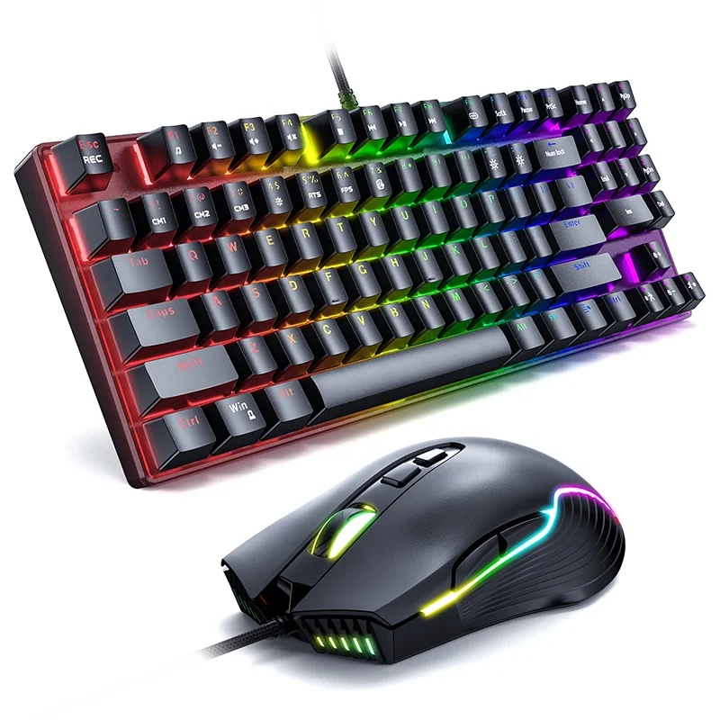 ONIKUMA G26 Optical Backlit Wired Mechanical Black RGB Gaming Keyboard And Mouse Combo