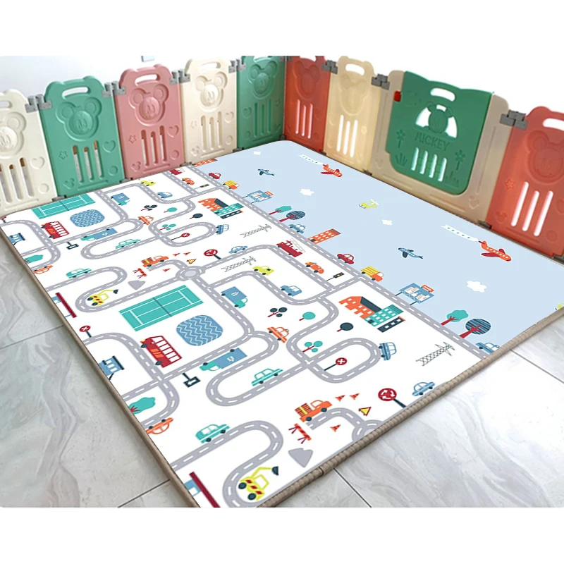 GUTSBOX Double Side Design Formamide Free Non-Toxic Waterproof Carpet Extra Large Baby Play Gym Mat