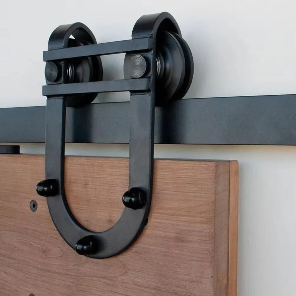 Interior Sliding Barn Door Roller Rail Hardware Track Accessories Roller with Wooden Door
