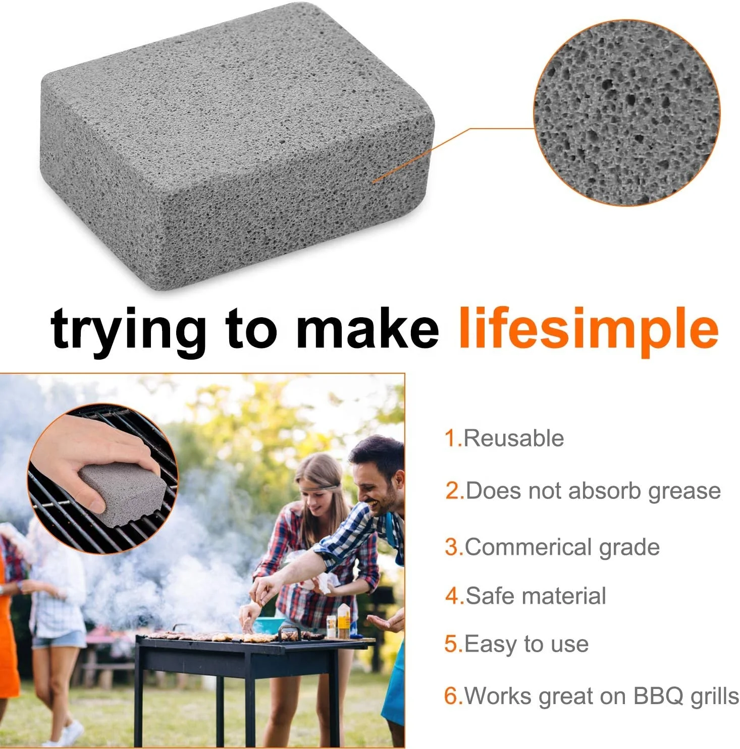 Durable Barbecue Support Grilling Net Cleaner Heat Resistant Oven Grill Mesh Cleaning Block Brick Bbq Grill Cleaning Stone Tools