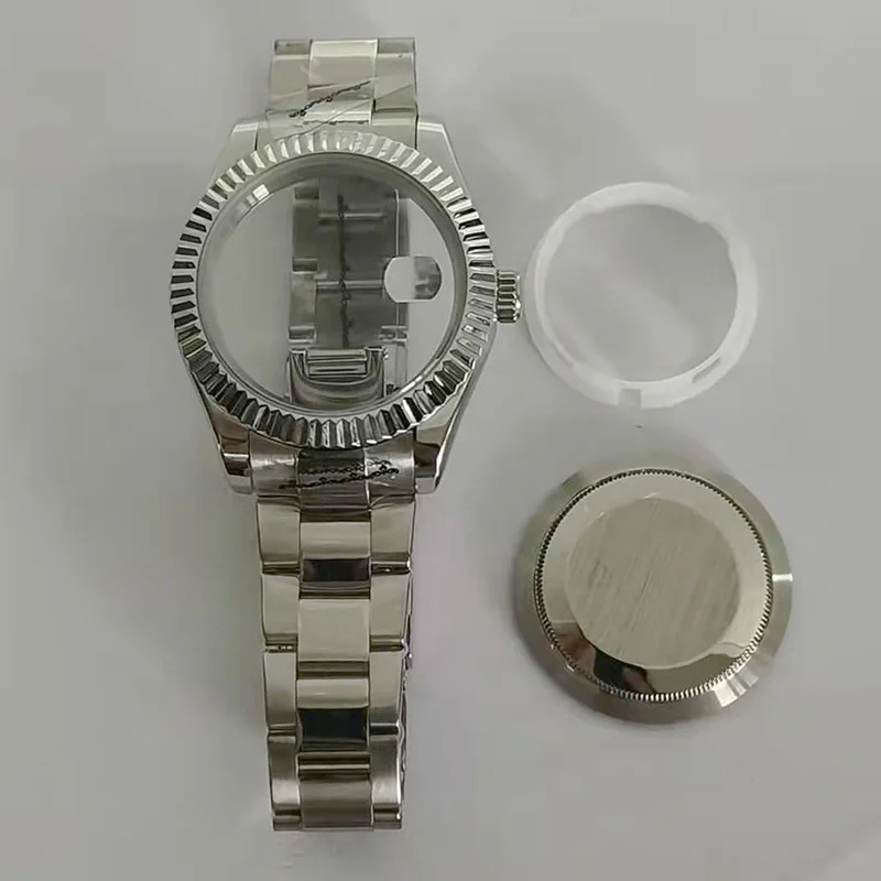 Substitute log style 40MM dog tooth ring 316 fine steel mechanical watch case three strains five beads with universal set