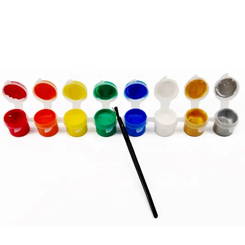 China manufacturer Non-toxic 4.5ml Xmas colors 8 pot Acrylic Paint Pots set With Brush Strip for Painting Craft