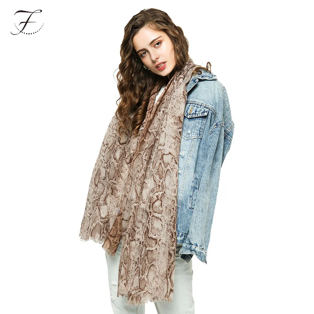 Fiona Wholesale Snake Print Luxury Scarf Cotton Leopard Scarf for Women Shawls and Scarves Muslim Hijab