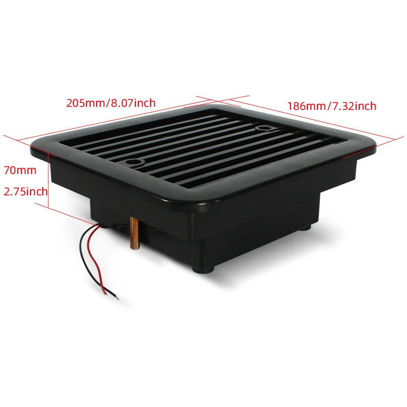 HEYRV Black Strong Wind Louver Dust and Insert proof Side Exhaust Air Vent Radiator for Caravan RV Motorhome 12V Ventilation Fan