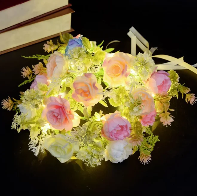 2025 Christmas Led Flower Headband With Colorful Flashing Led Lights Wedding Bridal Princess Wreath Party Hair Accessories