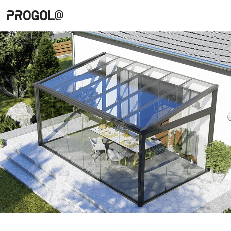 Progola Glass Houses Aluminum Frame Garden Greenhouse Outdoor Glass Room Retractable Patio Enclosure Sunroom