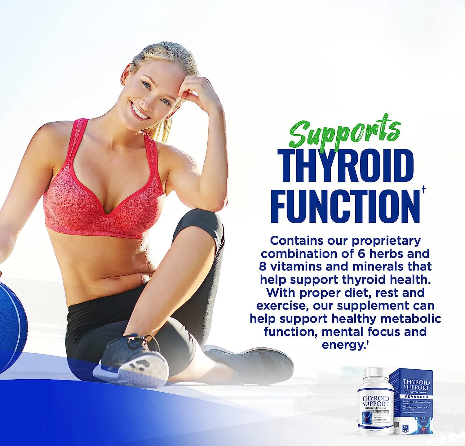 Thyroid Support Supplement with Iodine,Energy Focus Support Formula Vitamin B12 Complex, Zinc, Selenium, Ashwagandha, Copper