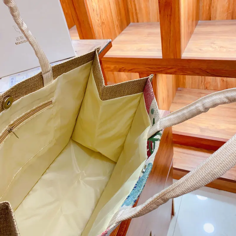 Artist Embroideries Painted Style Shopping Bags Wholesale Handbags Large Capacity Canvas Ladies Tote Bag