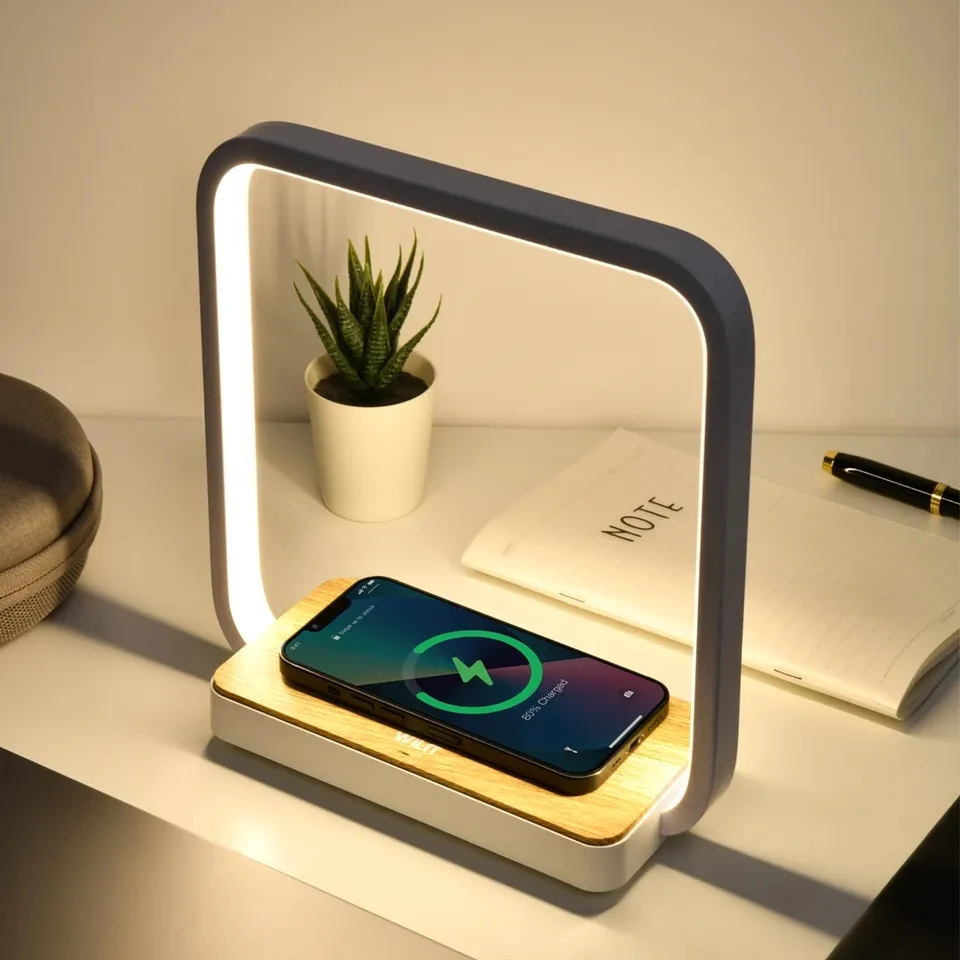 Смарт-usb Беспроводная светодиодная ночник настольная лампа с деревянным основанием батареей домашний декор