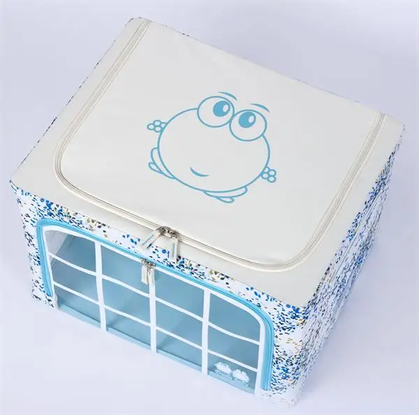 Household Zipper Folding Clothing Storage Bag Box Visual Organizer Gray Clothing Bedding Under Bed Suit Shoes Case