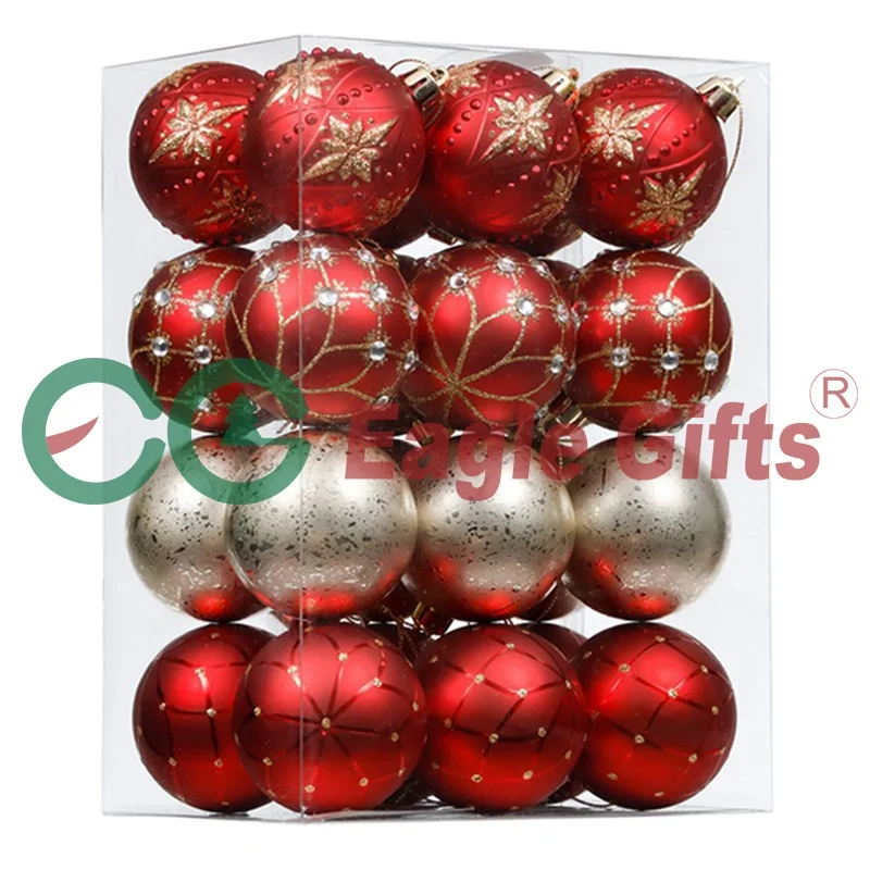 EAGLEGIFTS Заводские украшения из красного золота для рождественской елки подвесные пластиковые шары рождественские
