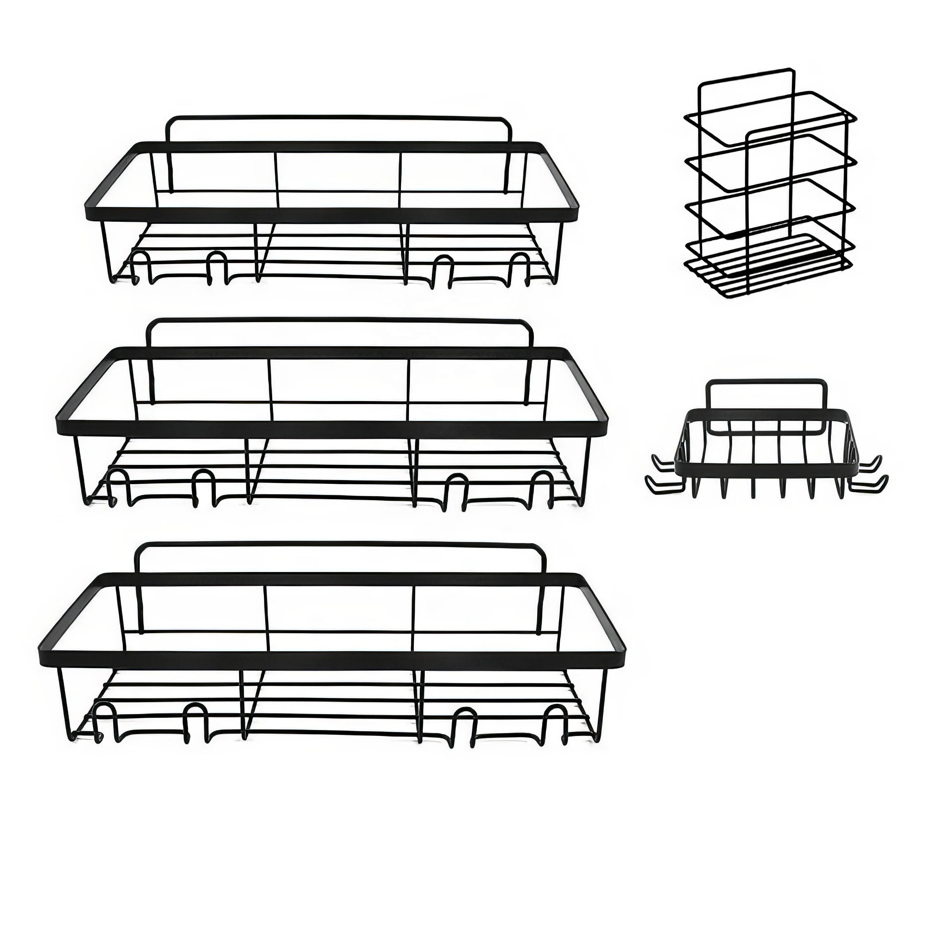 Wall Mounted Self Adhesive metal Wire Durable useful stainless steel Bathroom Shower Caddy Shelf storage holder rack