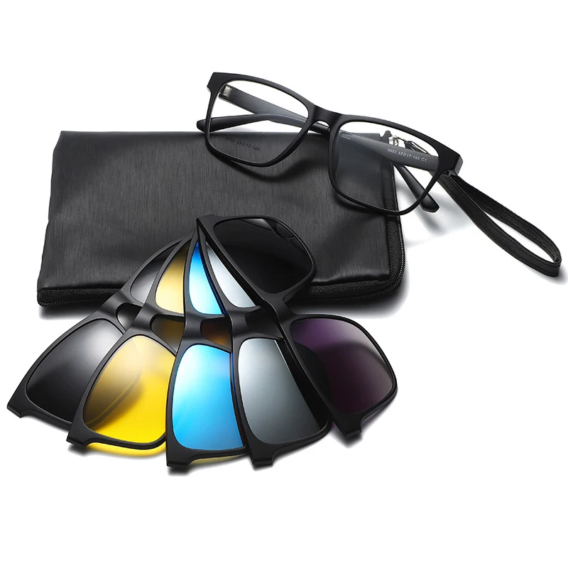 LEK TR90 Prescription Optical Frame Glasses Women Magnetic 5 In 1 Retro Night Vision Clip On Sunglasses For Myopic