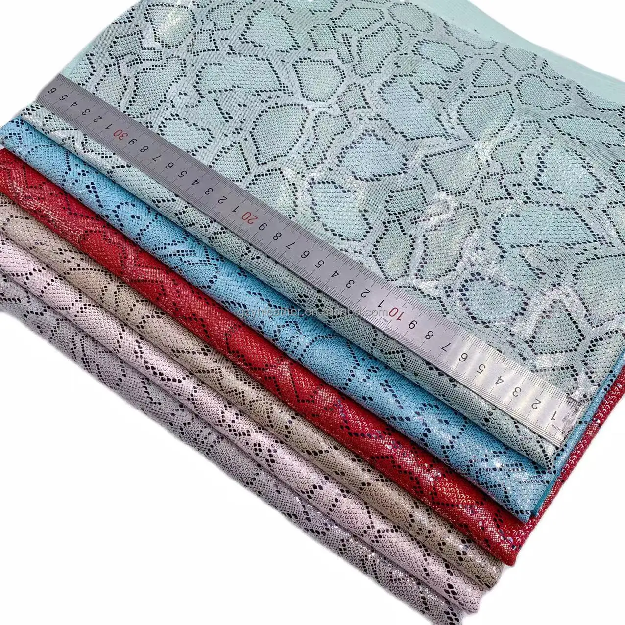 FA-386 shimmer animal snake pattern transfer foil print soft polyester velvet fabric for garment clothing shoes bags
