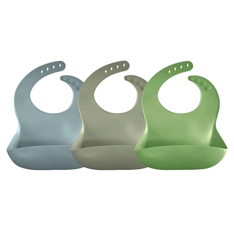 Custom High Quality Food Grade Soft Waterproof Silicone Baby Bib With  Clean Baberos Para Bebe Baby Silicone Bibs Food Catcher
