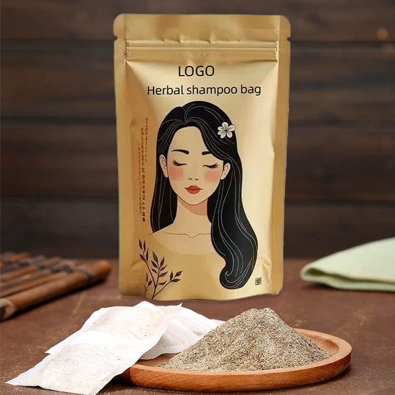 Пудровый травяной шампунь для освежающего контроля перхоти и масла, делая волосы более гладкими и эластичными