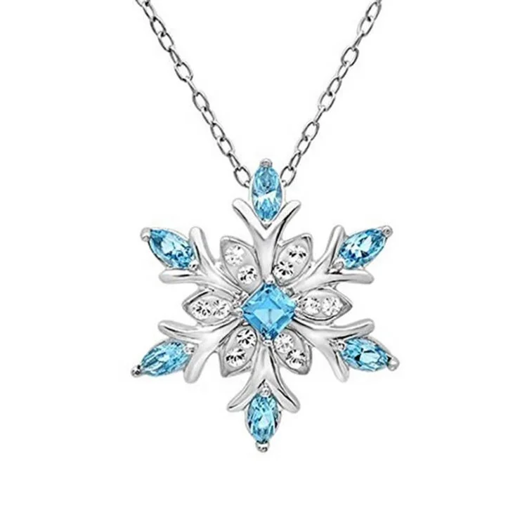 New Arrival Silver Plated Fashion Pendant Stone Jewelry Snowflake Necklace