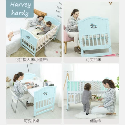 
Wholesale new born High quality baby cot sets baby crib wooden baby cradle with mat 