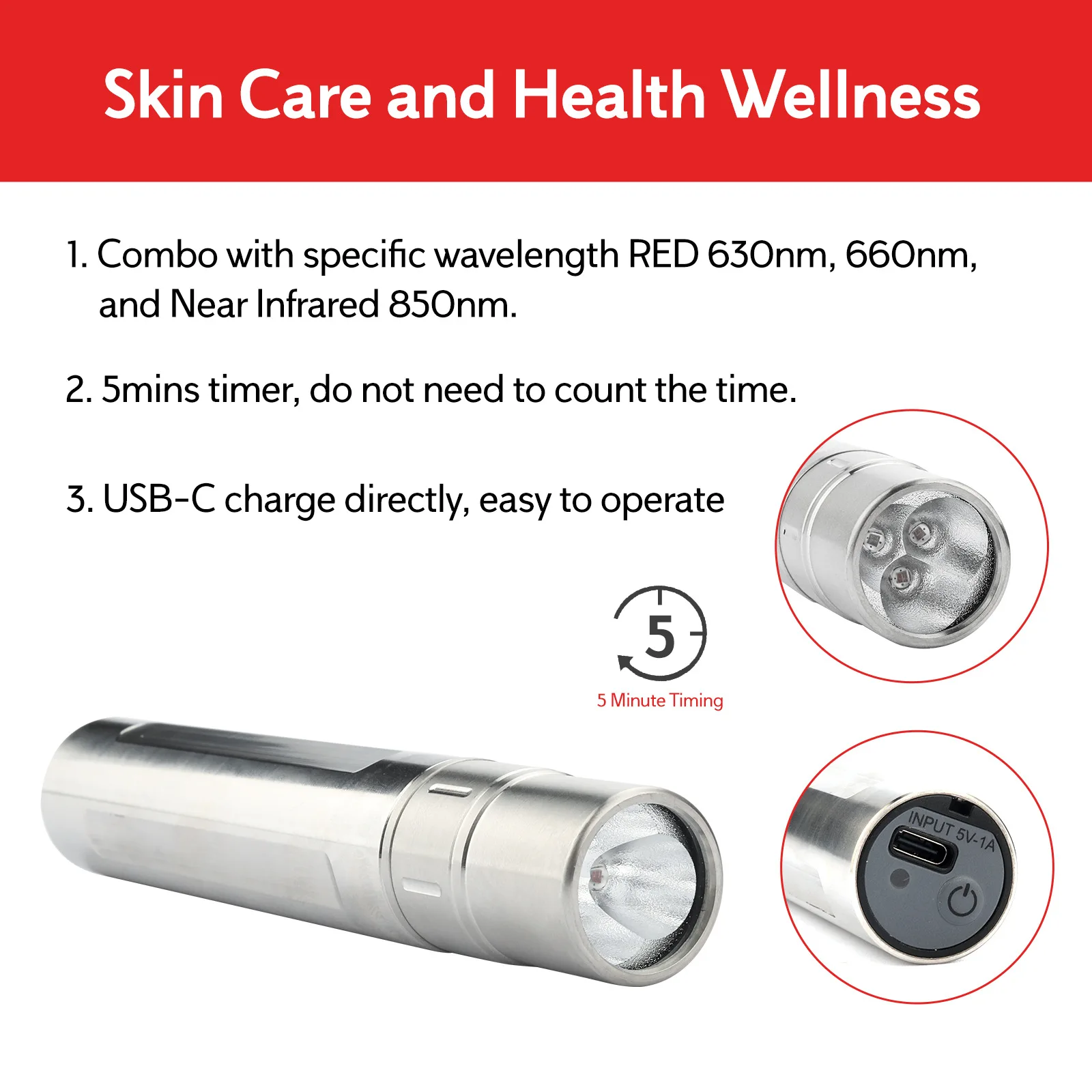 Infrared Flashlight Hot Infrared Light 3 Pcs Wick 630 660 850 Red Light Flashlight Customization