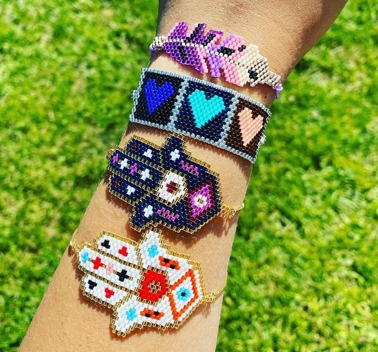 New simple fashion INS 2023 cute love palm leaf shape Japan imported Miyuki handmade bracelet can be adjusted for women