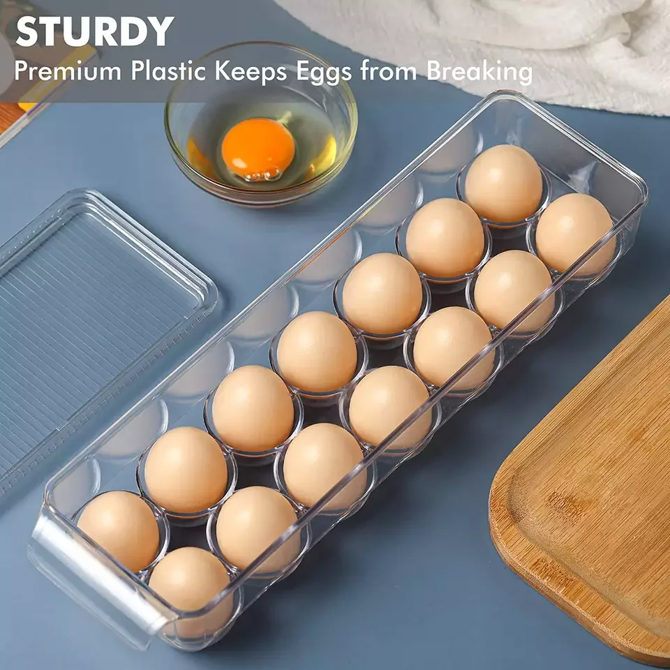 Stackable Refrigerator Egg Storage Bin With Lid