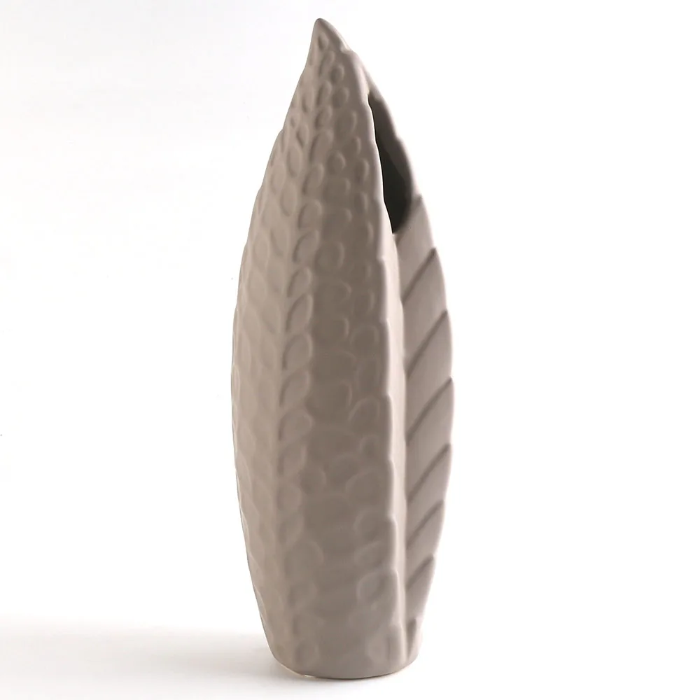 33 см в форме листа матовая Коричневая керамическая ваза для цветов Свадебная вечеринка праздник оптовая продажа