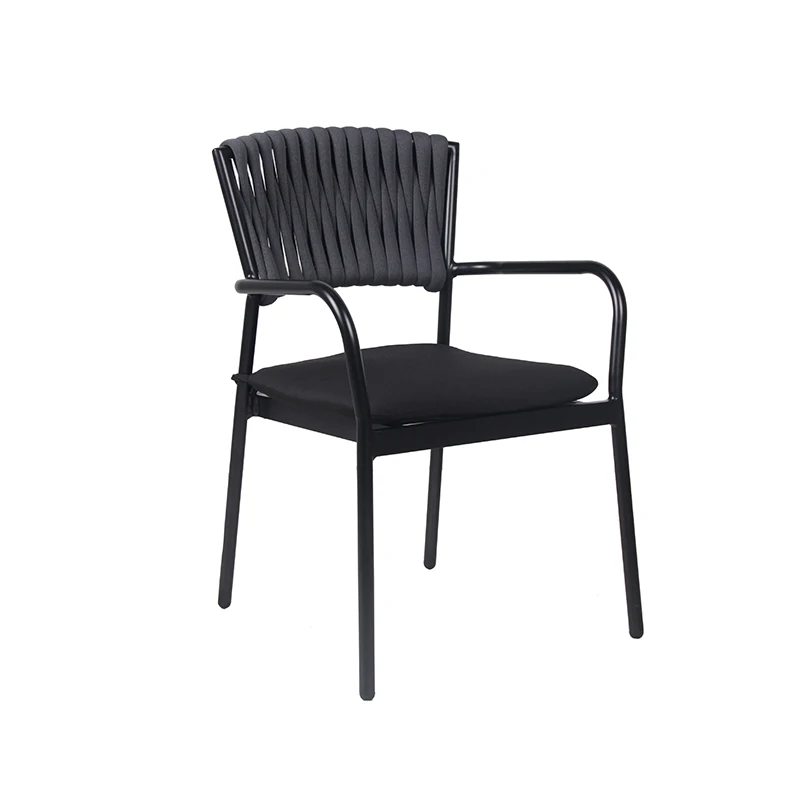 Outdoor Garden Chair Furniture Aluminum Metal Frame Olefin Woven Rope Fabric  Rattan Chair