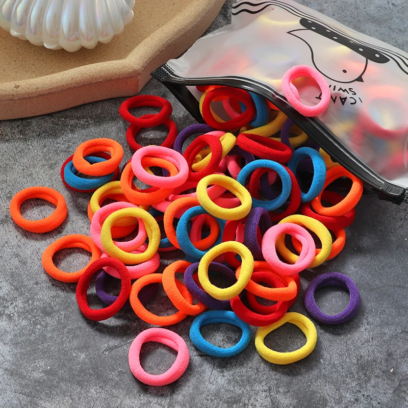 60/100pcs/Set Elastic Hair Bands Girls Hair Accessories Colorful Nylon Headband Kids Ponytail Holder Scrunchie Ornaments Gift