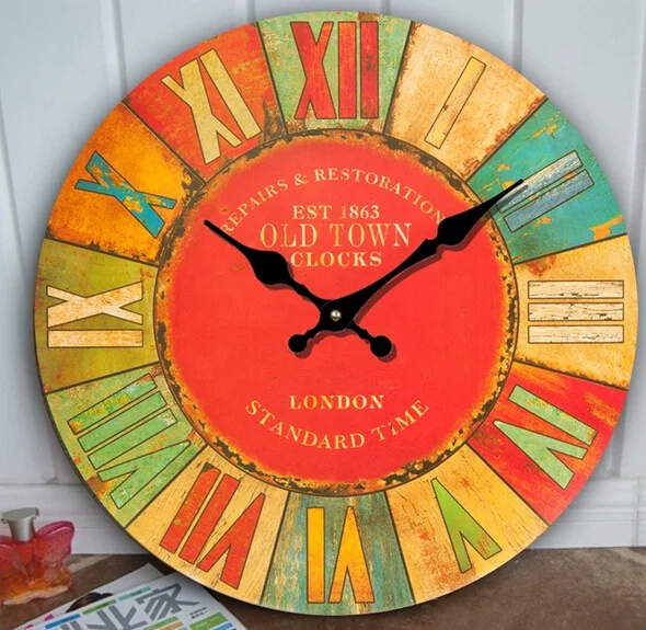 Antique wall clock MDF clock wooden quartz clock