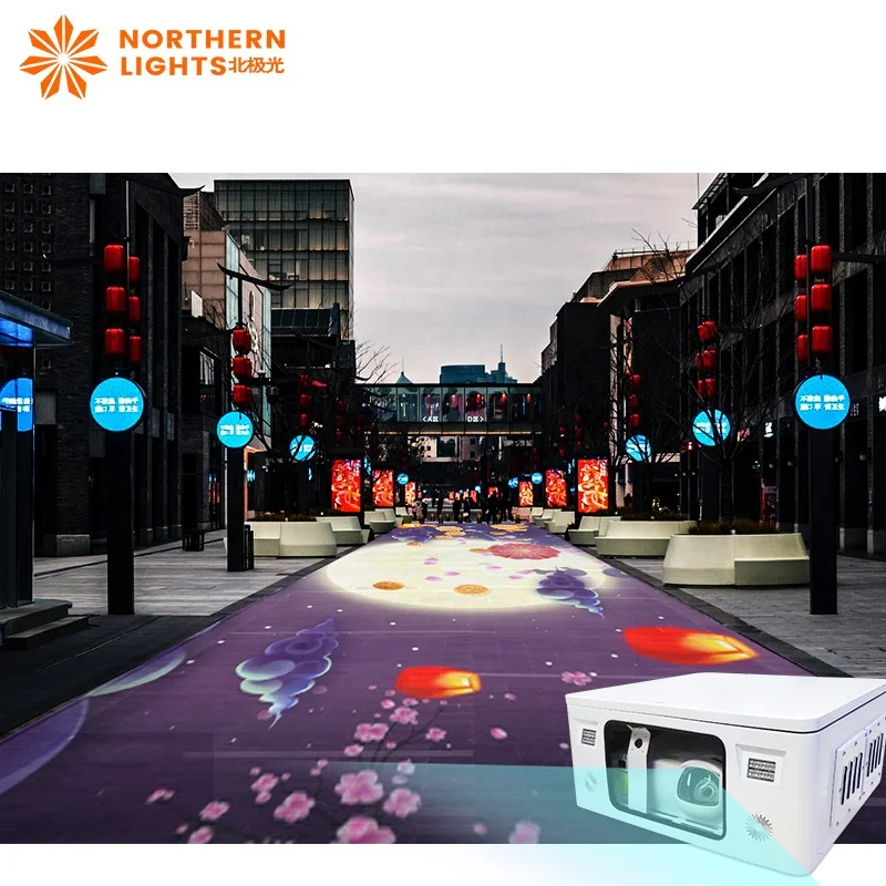 Waterproof High Lumens Interactive motion sensor projection hologram 3D video advertising display outdoor projector