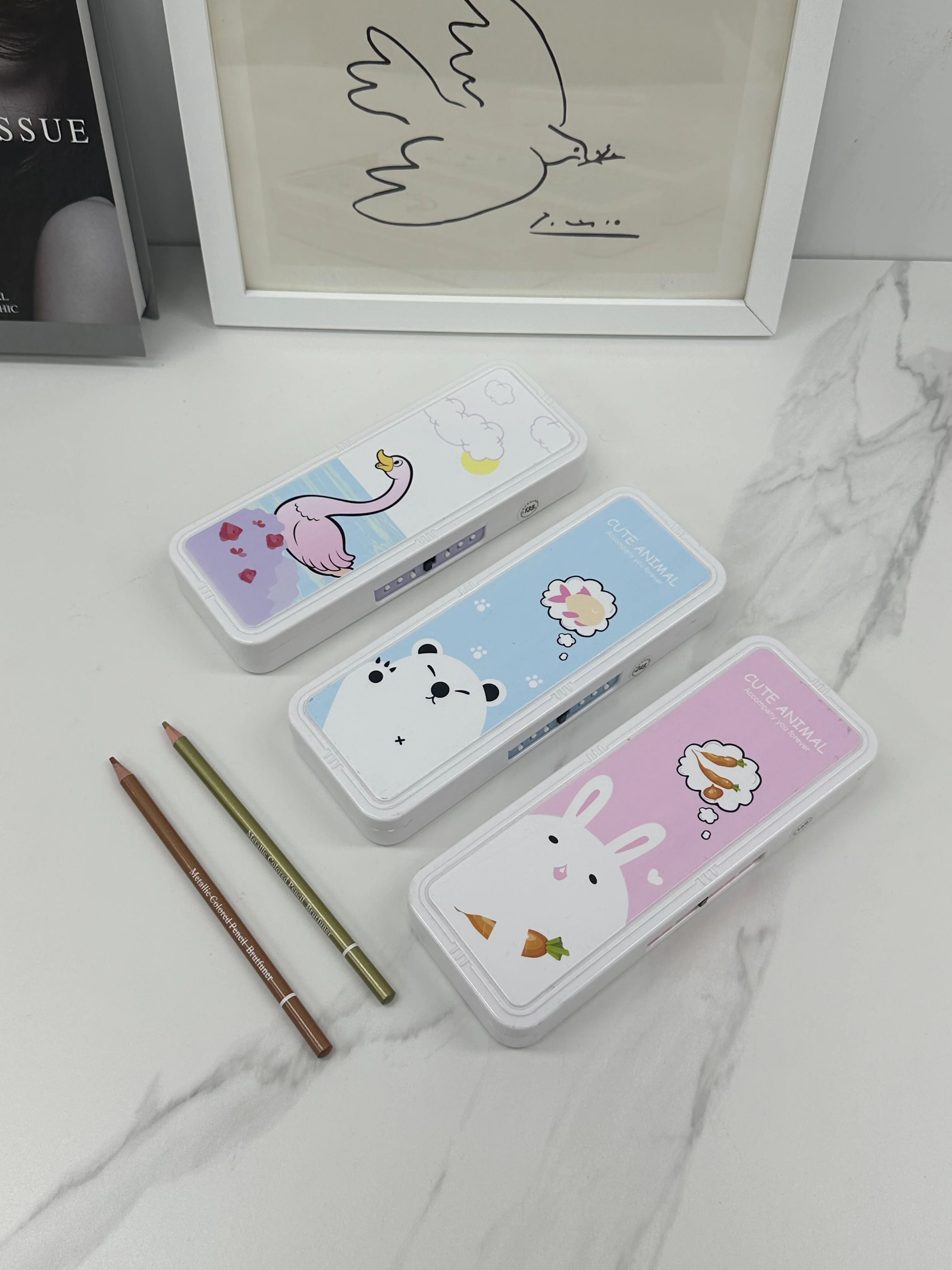 Plastic Cute Animal Multifunctional School Kids Pencil Case For Girls Kids