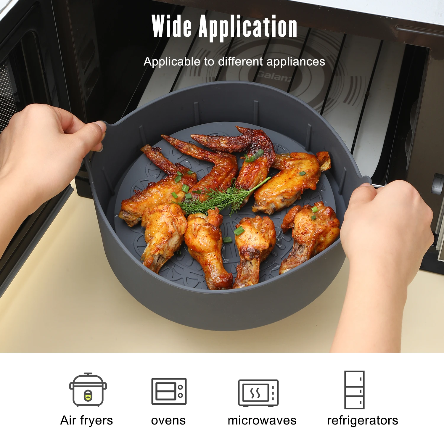 Wholesale Air Fryer Silicone Liners Reusable Round Food Grade Silicone Pan Baking Mat Square Available for air fryer liner