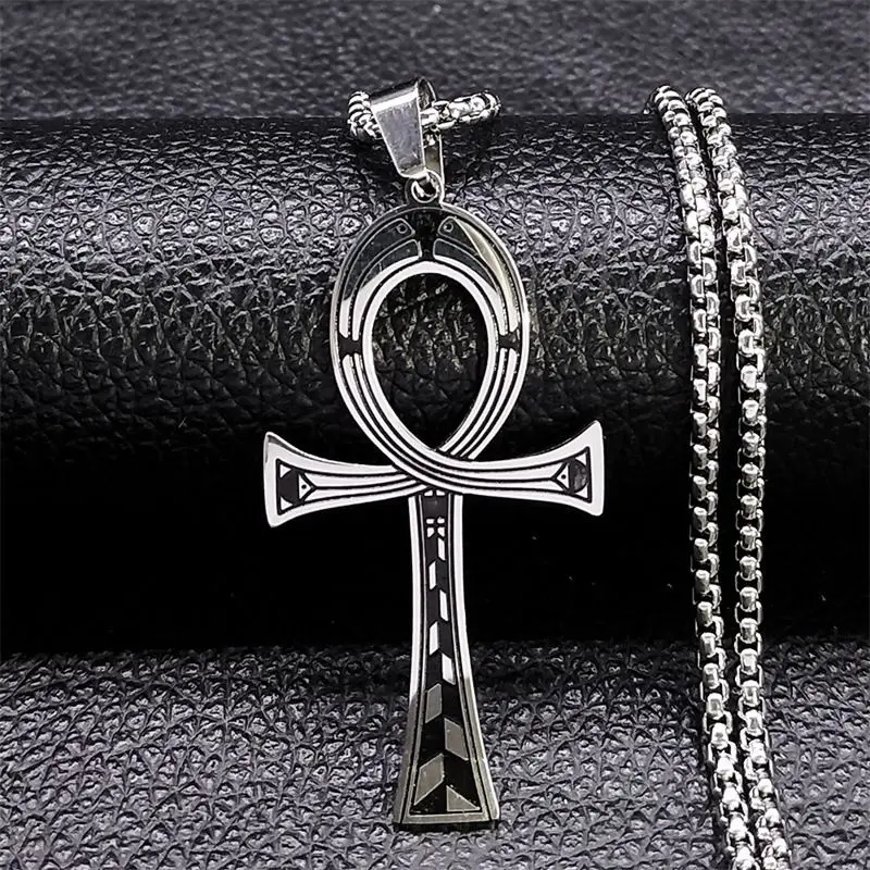 wholesale Ancient Egyptian Hieroglyphic Symbol Jewelry Stainless Steel Large Cross Pendant necklace wholesale
