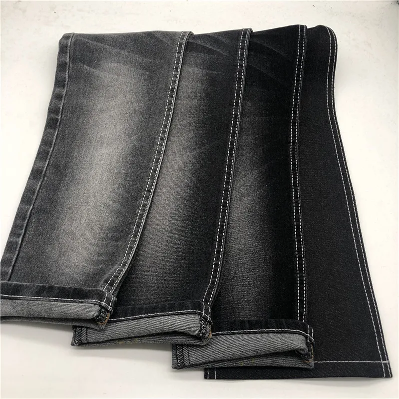 10 унций мерсеризационная черная хлопковая полиэфирная джинсовая ткань из спандекса