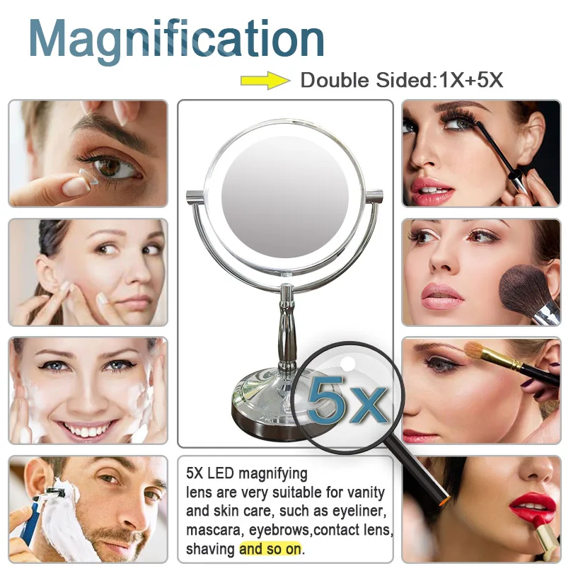 Top seller  Portable Rechargeable Magnifying mirror Lighted vanity mirror with adjustable dimmable Led Light