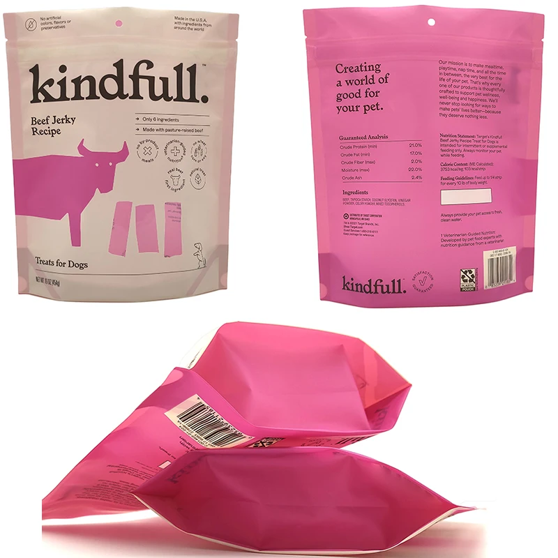 Custom Printed Zipper Plastic Stand Up Pouch Dried Meat Food Recyclable Packaging Bag Beef Jerky Bag