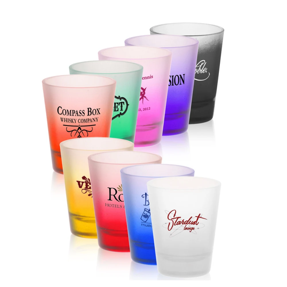 2oz Gradient Rainbow Colorful Bottom Frosted Sublimation Shot Glass Water Bottle Sublimation Cup Tumbler