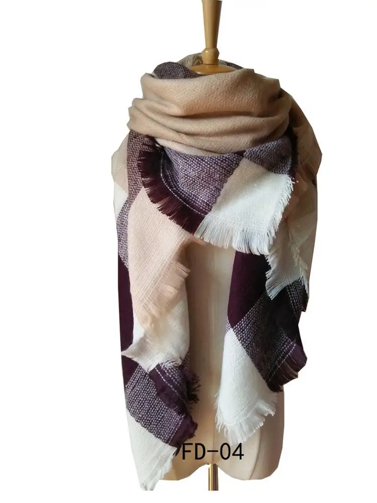 Wholesale 2020 hot selling women warm scarf knitted acrylic  140 x 140 cm square  winter women scarf