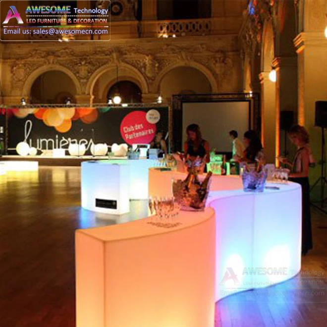 curved half circle acrylic lighted bar counter top