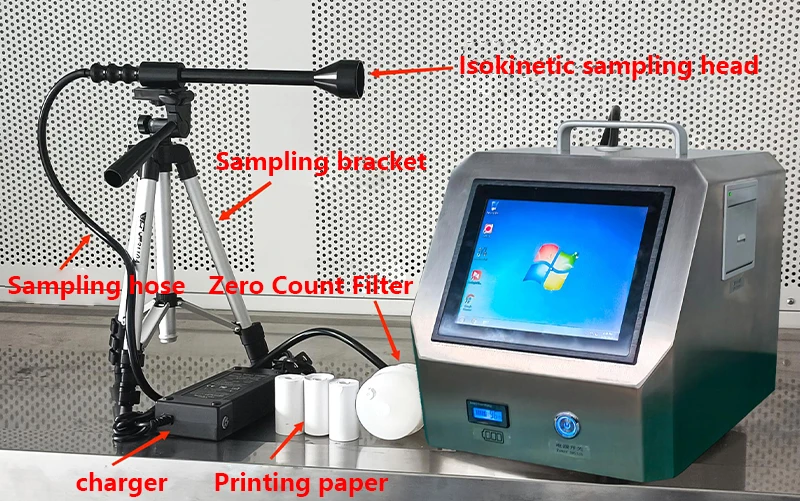 Touch  screen control system Six Channels airborne  Particle Counter for Clean room  WITH DOT MATRIX PRINTER