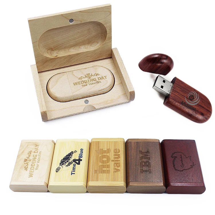ECO Friendly  Photographer USB Flash Drive With LOGO 1GB 4GB 64GB 128GB Bamboo Wooden  Pendrive 32GB