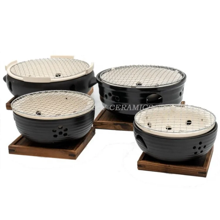custom Japanese color clay domestic bamboo outdoor portable table Terracotta charcoal pot side  chinese bbq oven