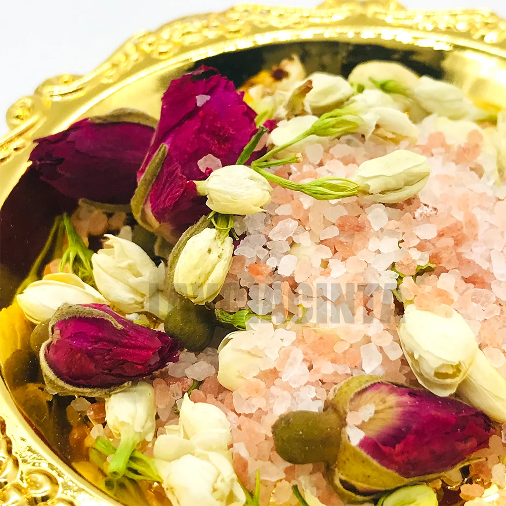 Стеклянная банка с ароматическими цветами восстанавливающая соль для ванны натуральная эпсома Соль Мертвого моря Замачивание тела