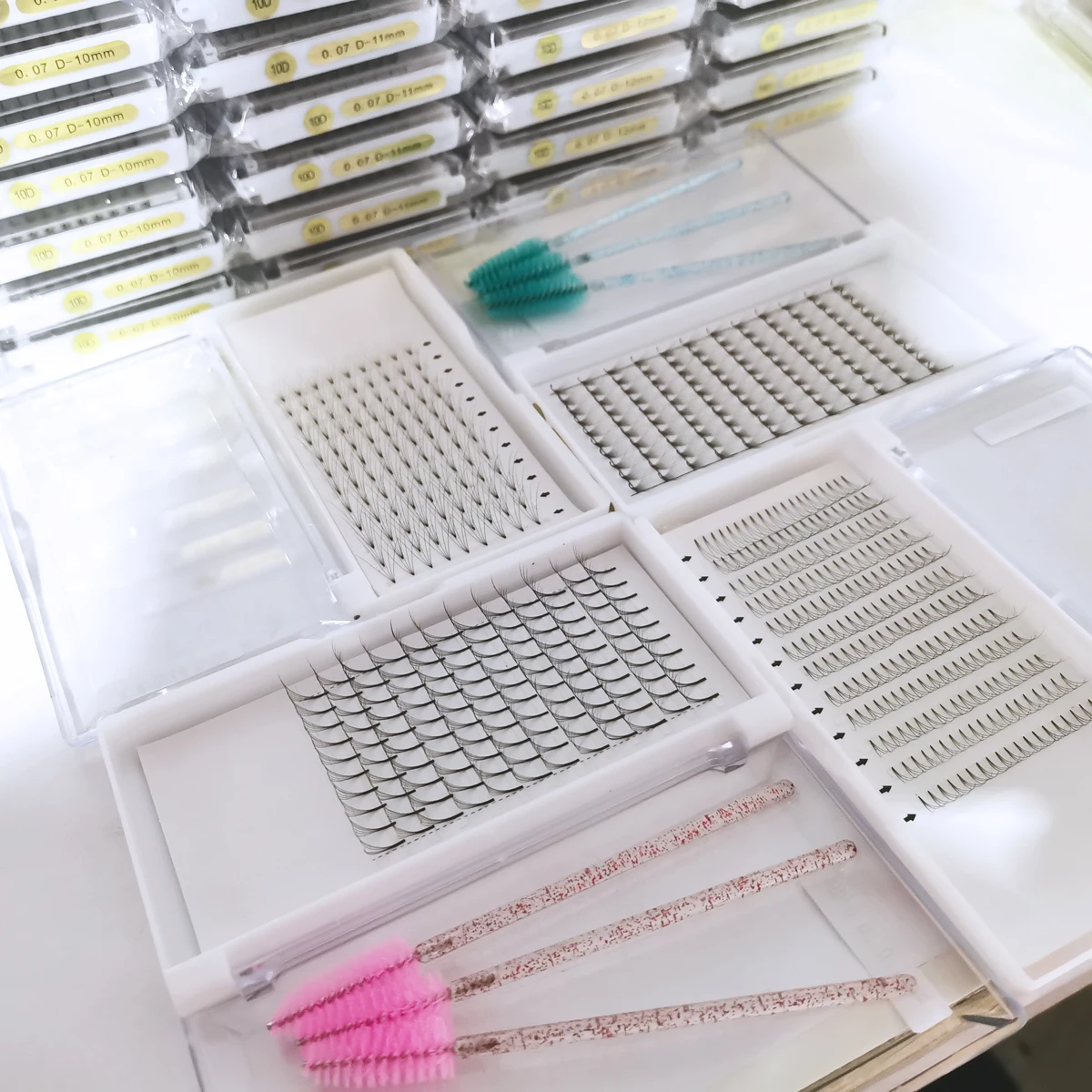 premade fan eyelash extension Korean Pbt Material 5d Pre Made Fans Lashes Luxury Eyelash Extensions 0.07mm Premade Volume Fans