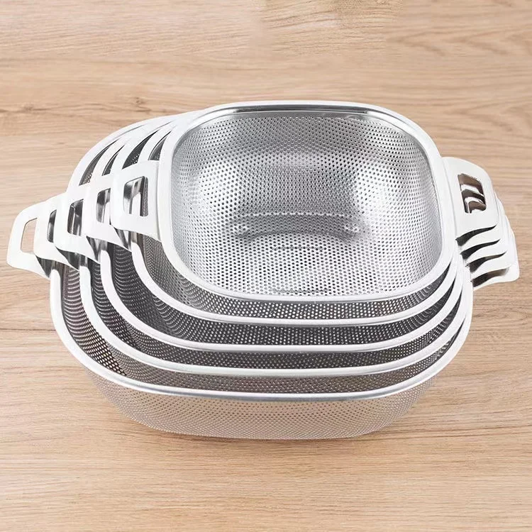 Square Shape Stainless Steel Strainer Food Strainer Vegetable Colander