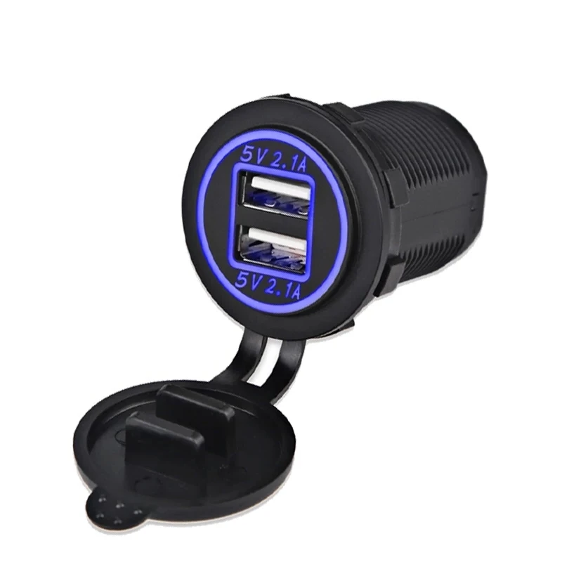 high quality QC 3.0 universal 2 ports quick charge socket dual usb car charger adapter with led light voltmeter
