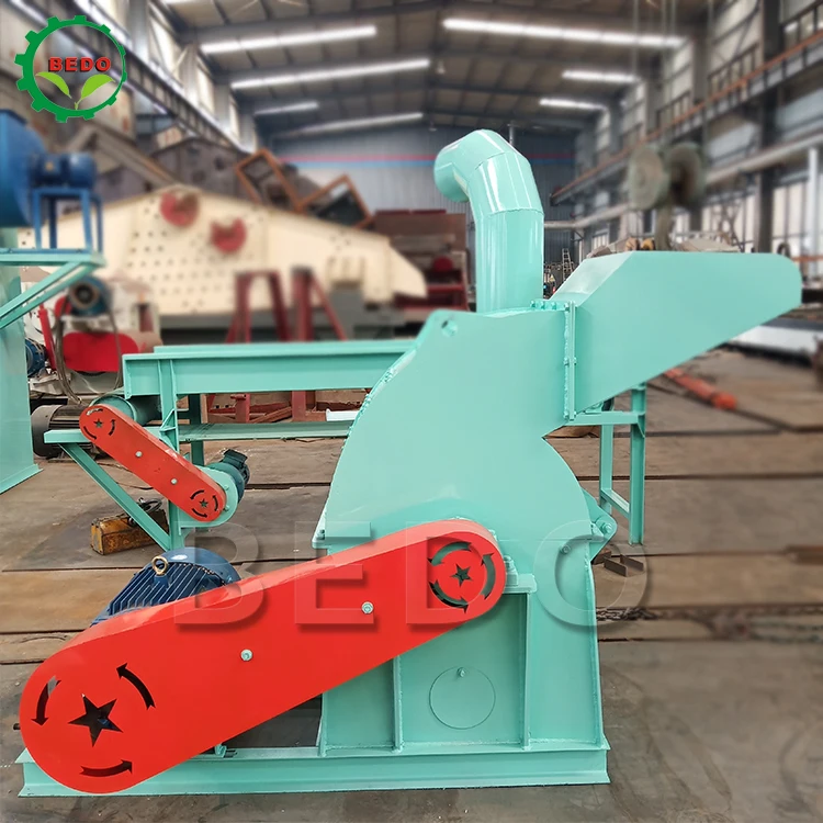Hammer Mill Machine Drum Chipper Grinding Crusher Machine Wood Sawdust Conveyor Belt Wood Chip Crusher